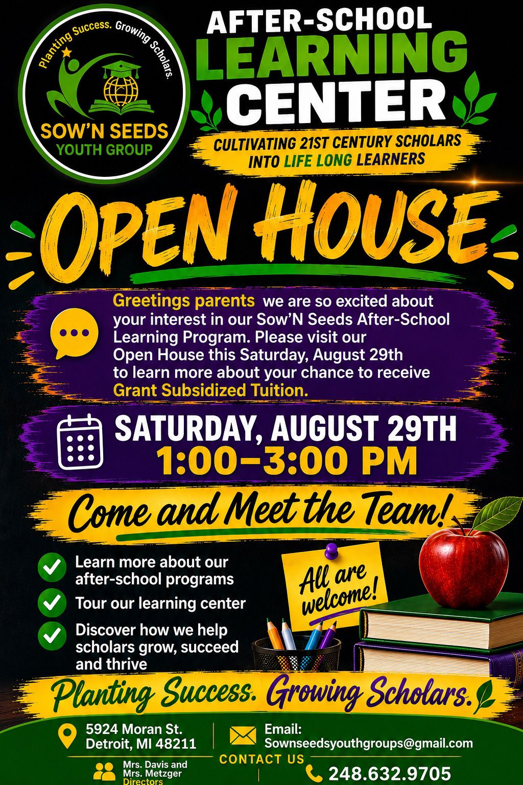 Sow'n Seeds After-School Learning Center Open House