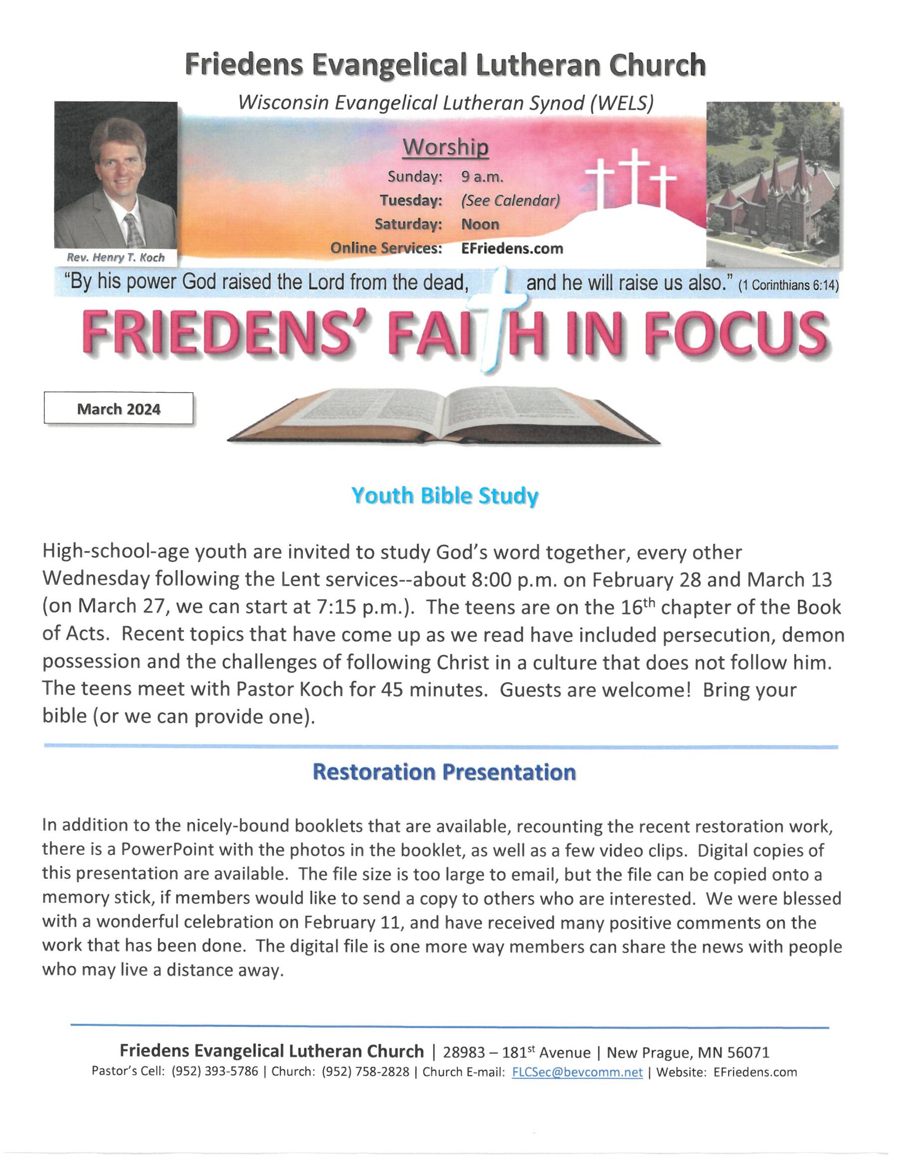 Newsletter Friedens Lutheran Church