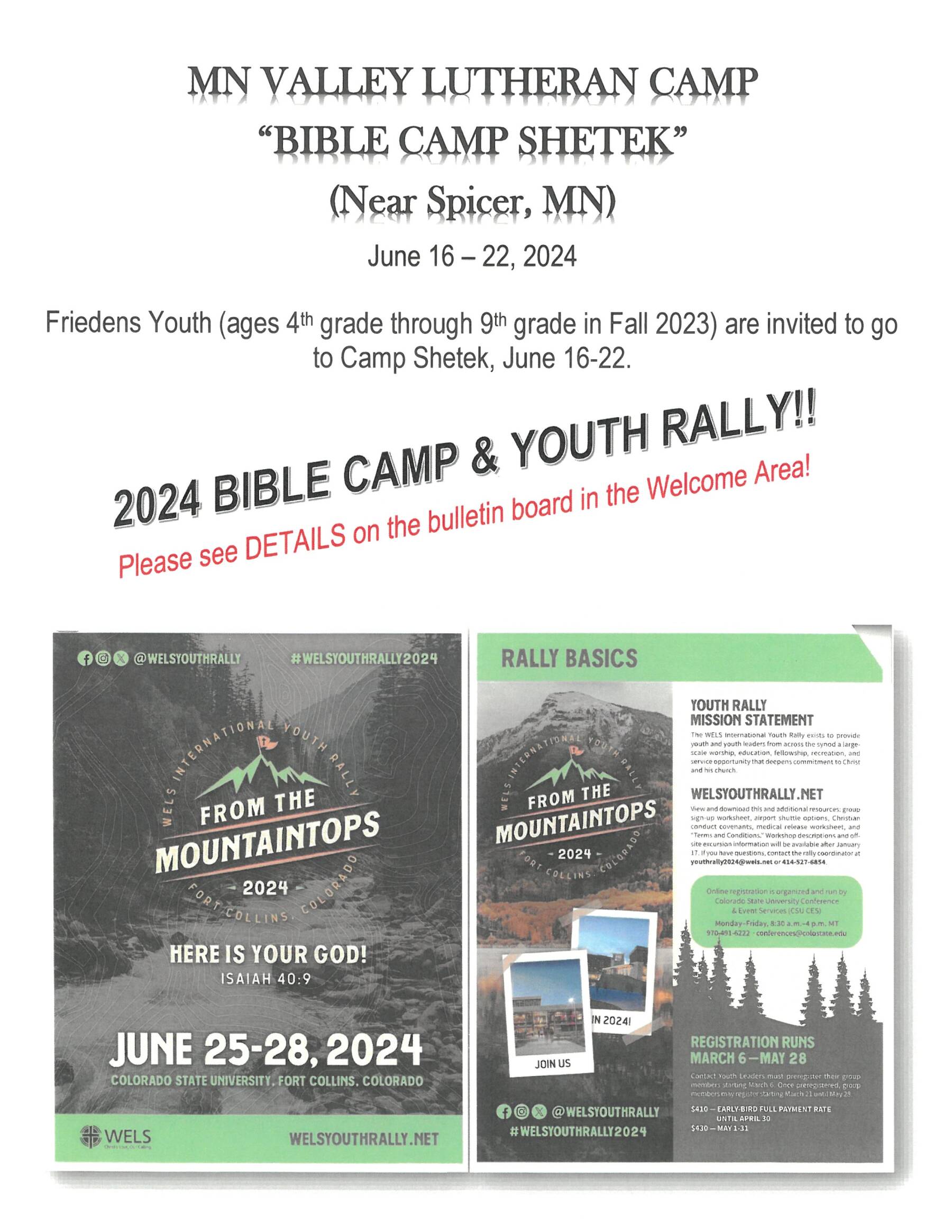 Newsletter Friedens Lutheran Church