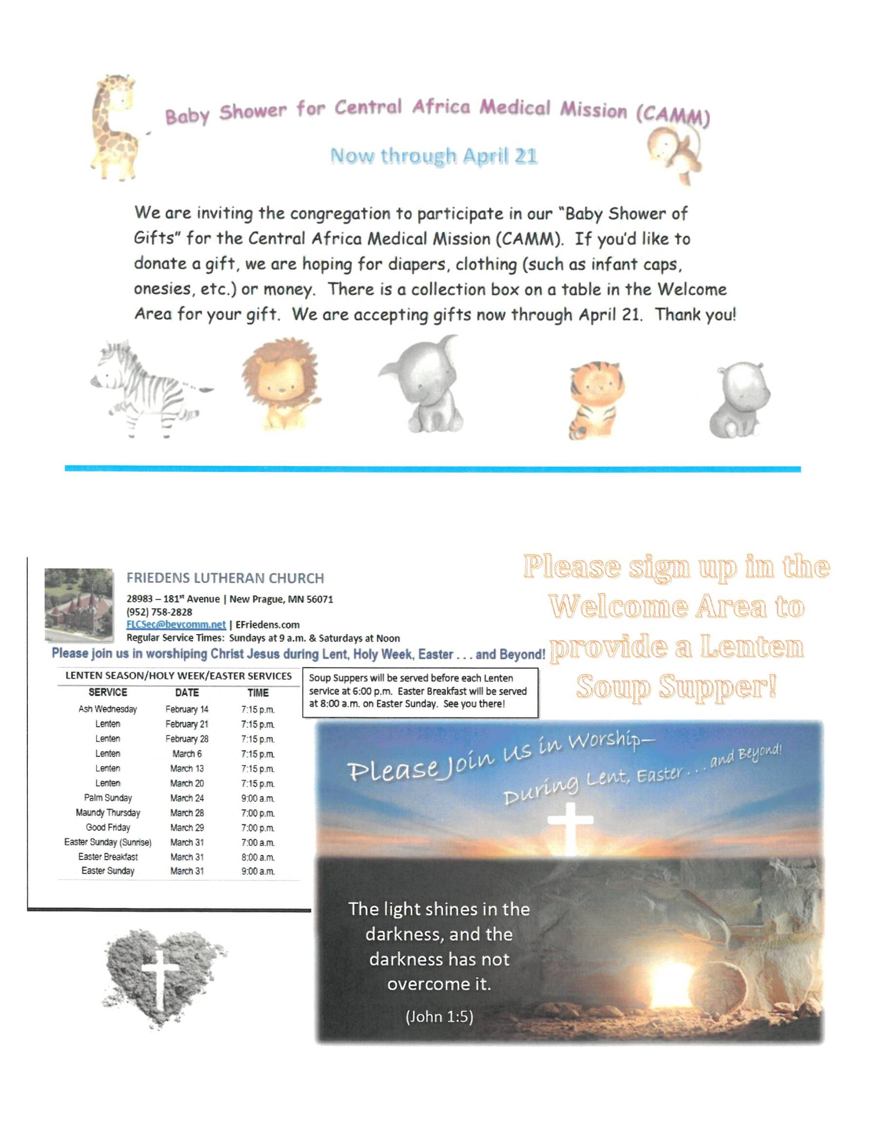 Newsletter Friedens Lutheran Church