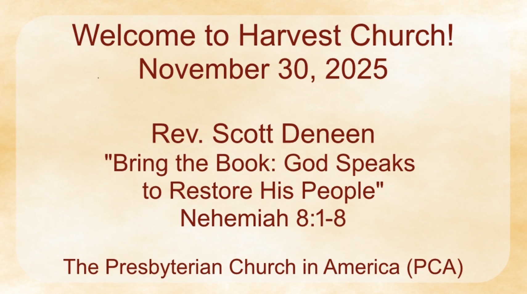 Harvest Church Sunday Sermon – 30 November 2025 - Harvest Church