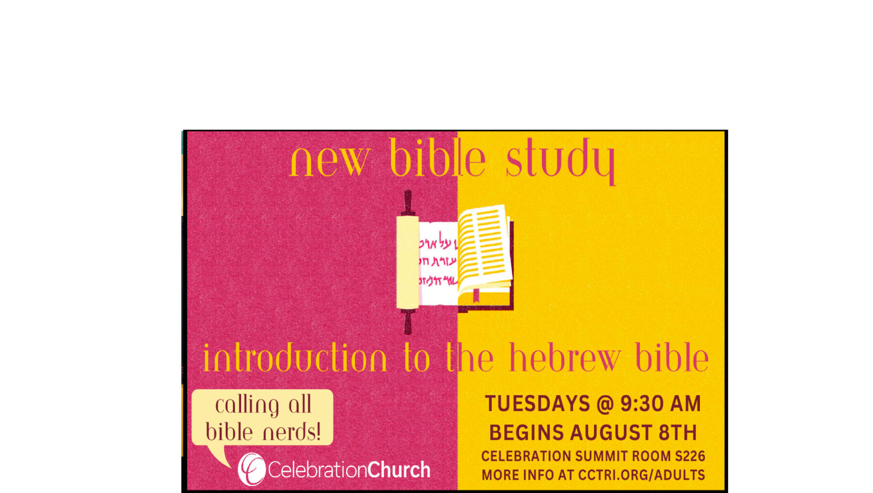Bible Study: Introduction to the Hebrew Bible - Celebration Church Tri ...