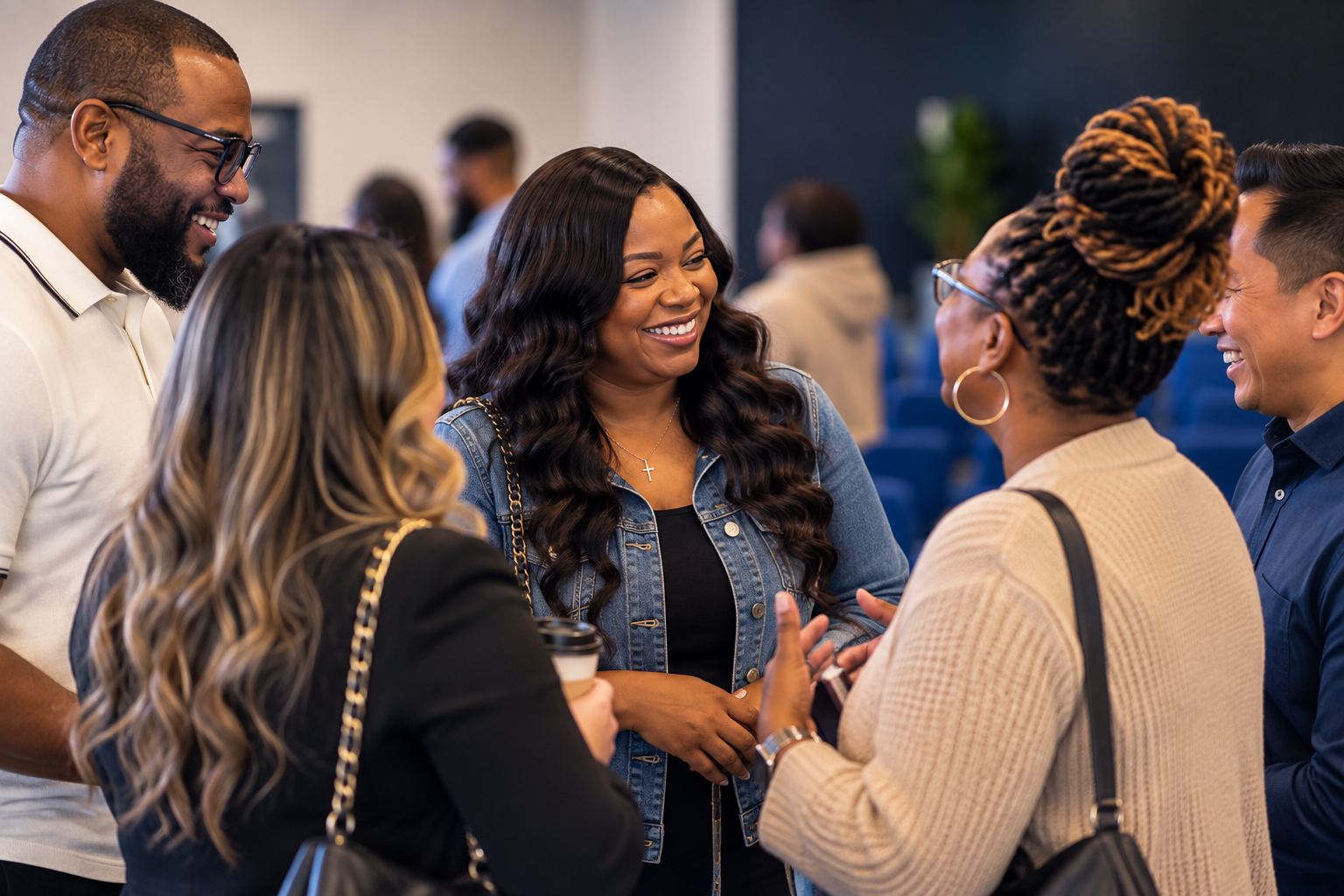Christian Believers church community connecting after service