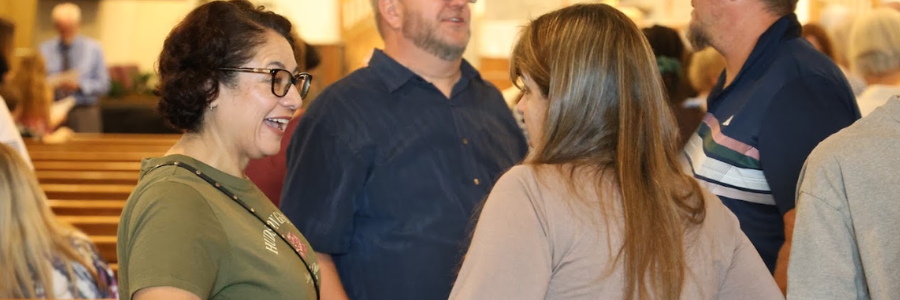 Members and visitors connecting at Christ Lutheran Church